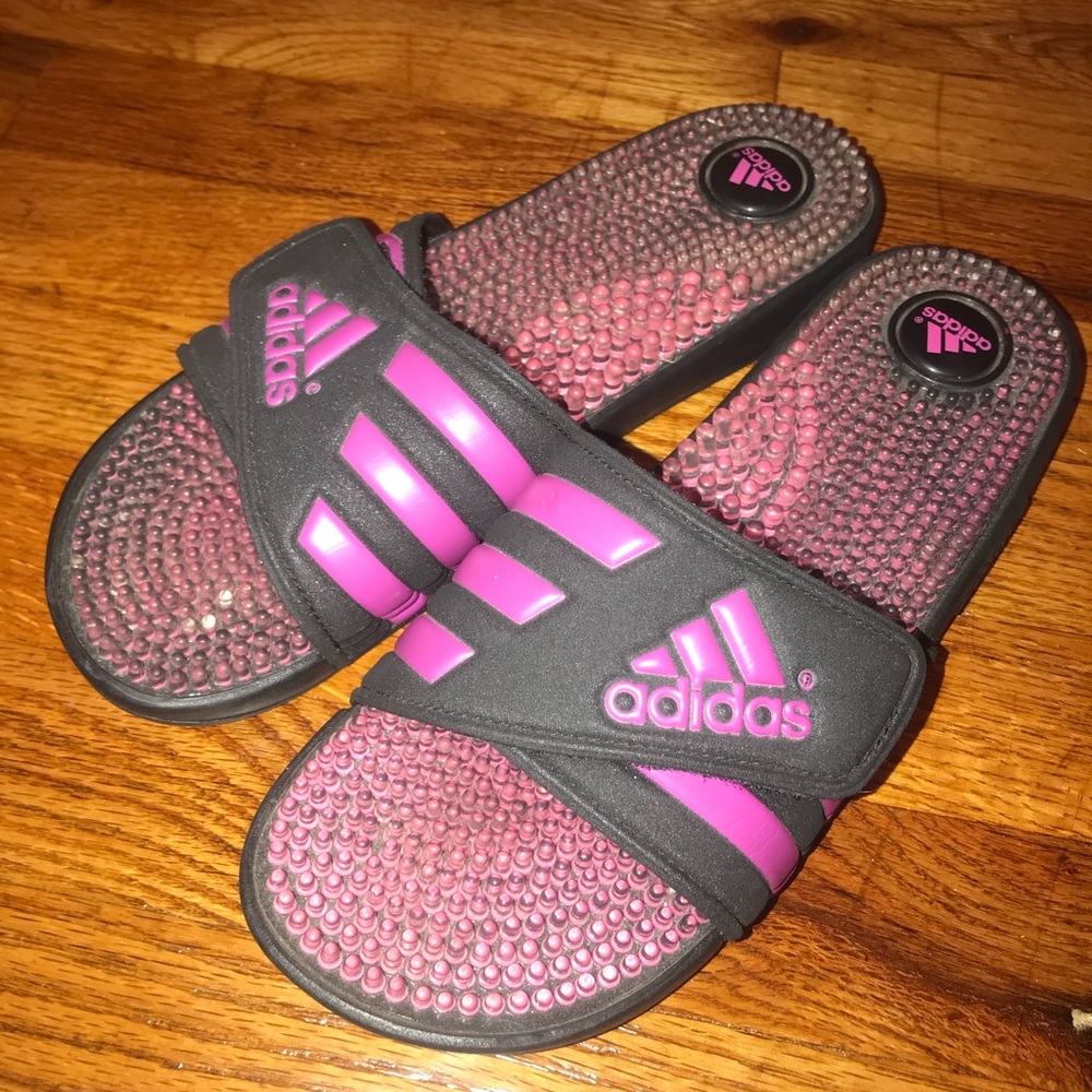 Pink Adidas slide sandals